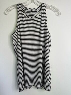 Athleta Athletic High-necked Chi Tank Top- Gray and White Stripe, Size XS